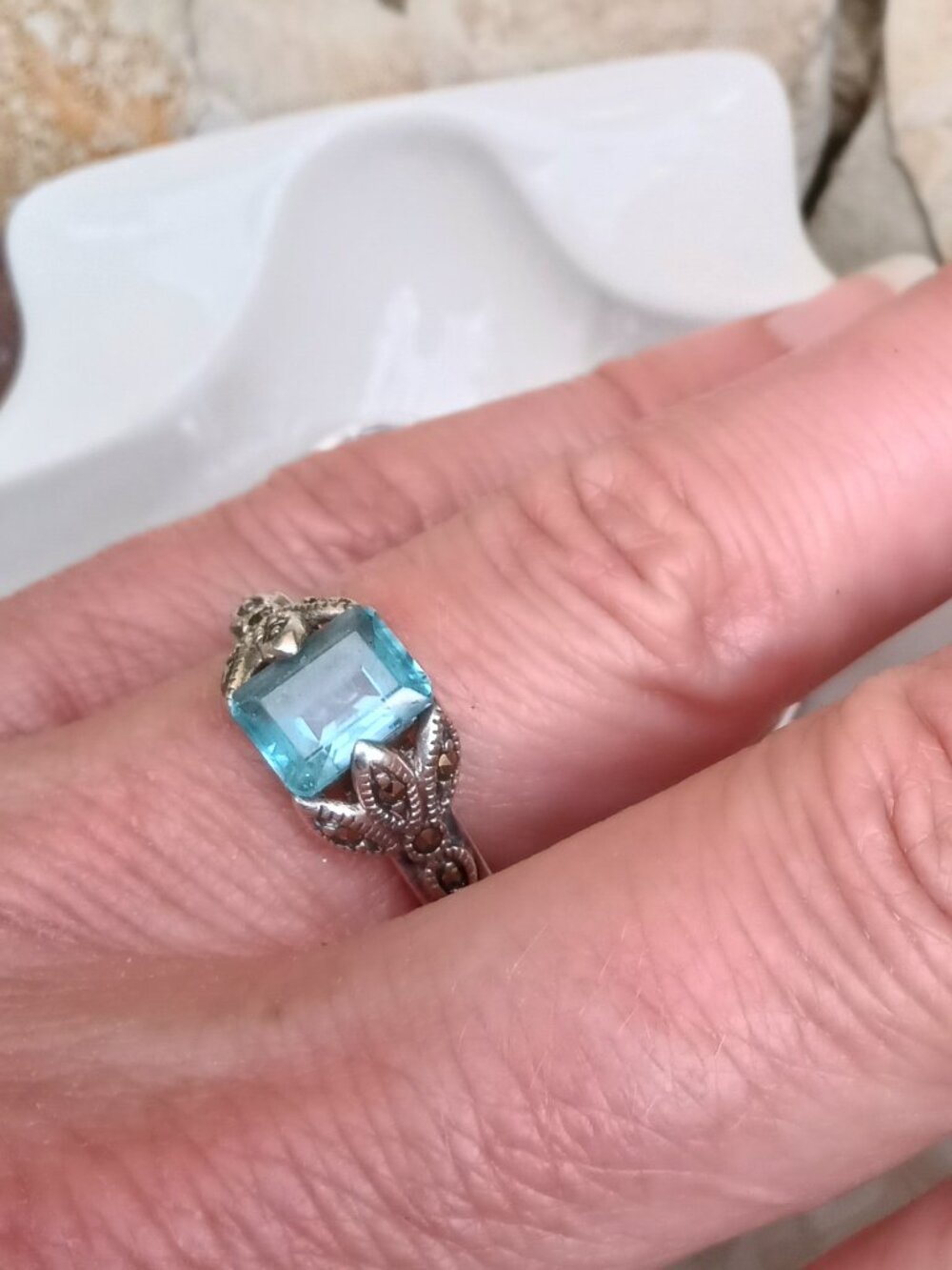 Circa 1920's Art Nouveau Sterling & Spinel Ring
